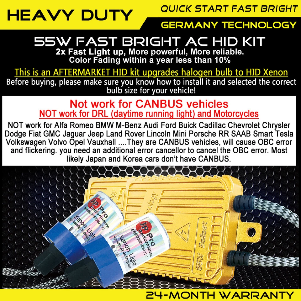 Heavy Duty 55W 9006 HB4 6000K Fast Bright AC Digital HID Xenon Conversion Kit - Image 2 of 4