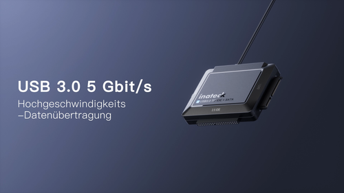 Inateck IDE SATA na USB 3.0 Adapter 2,5/3,5 cala HDD/SSD Dysk twardy Zasilacz - Film 1 z 1