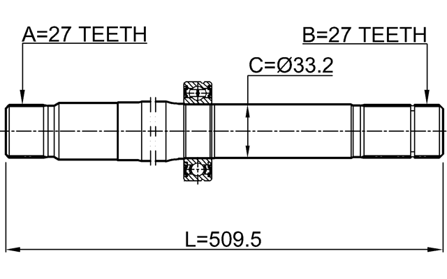 Axle Half Shaft Left 27X510X27 Fits Mercedes Benz A2223306800 