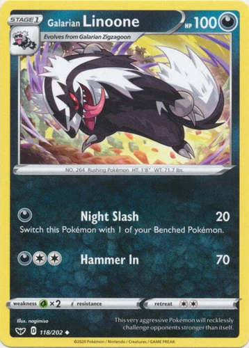 Galarian Linoone 118/202 Uncommon Sword & Shield Base Set Pokemon TCG LP - Bild 1 von 1