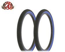 ALTALINE Bicycle TIRES 20" x 1.95 BLACK/Blue SemiSlick Tread 2 TIRES BMX STYLE