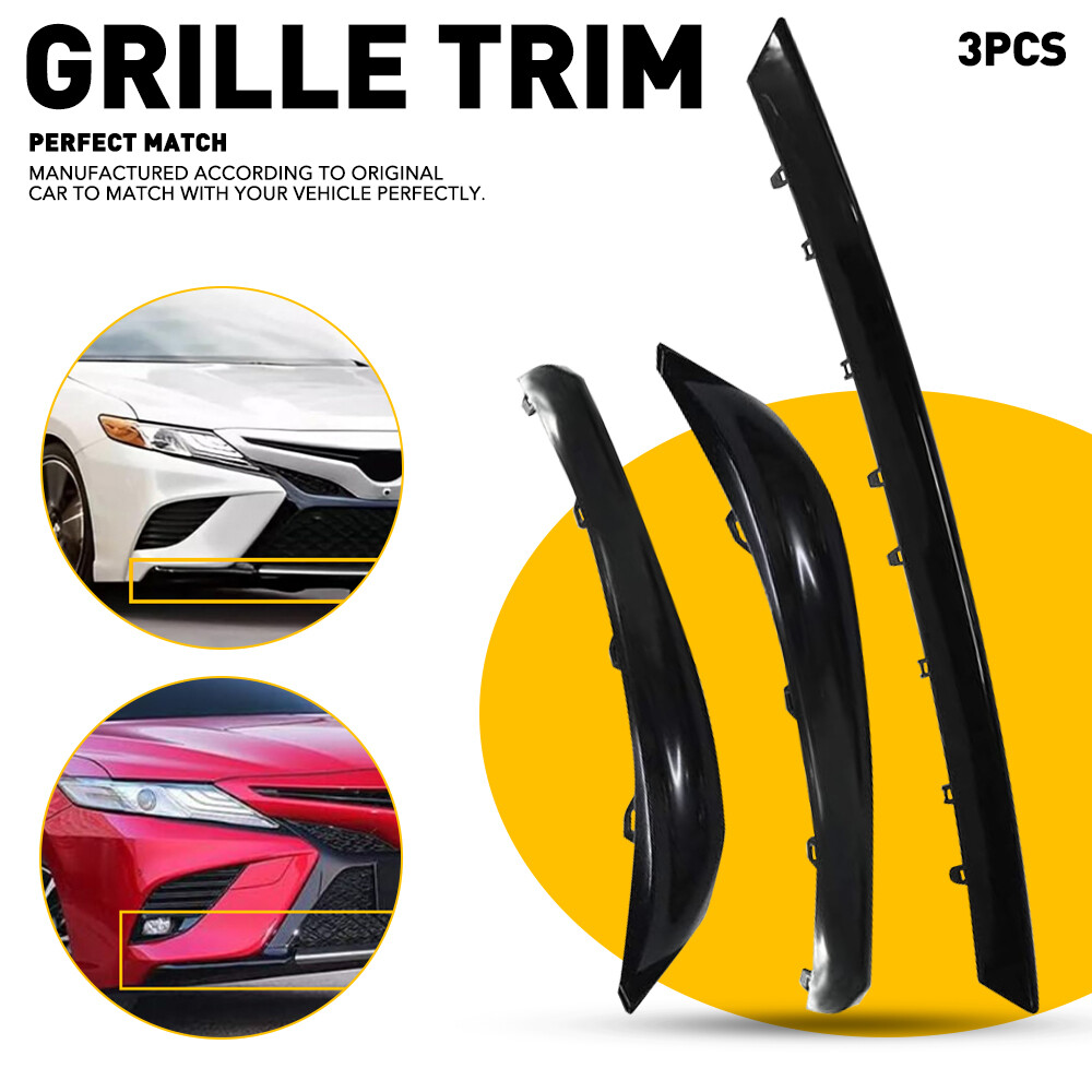 3Pcs Front Bumper Lower Grille Trim Molding For 2018-2020 Toyota Camry SE XSE S