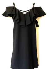 Boston Proper NWT Size XXS Ruffled Cocktail Little Black Dress SO CUTE