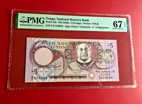 1995 TONGA 5 PA'ANGA PMG 67 EPQ GEMMA NON CIRCOLATA ALTA QUALITÀ - Foto 1 di 2