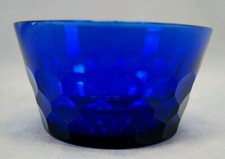 Set of 4 British Hand Blown Honeycomb Cut Cobalt Glass Finger Bowls Circa 1880s