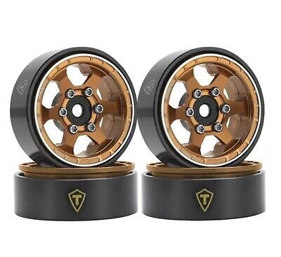 TREAL Axial SCX24 1.0'' Beadlock Wheels Six Spoke Type D for RC Crawlers Bronze