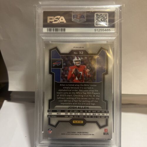 Prizm 2023 #32 Josh Allen senza huddle PSA 10! POP 3 banconote di bufalo a lastra pulita - Foto 4 di 5