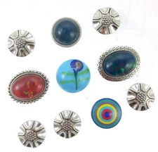 10pc Set Lot Nony Vintage Glass Resin Plastic Evil Eye Metal Button Covers