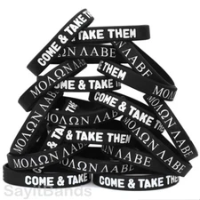 Twenty (20) of Molon Labe Wristbands Come and Take Them Away Silicone Bracelets