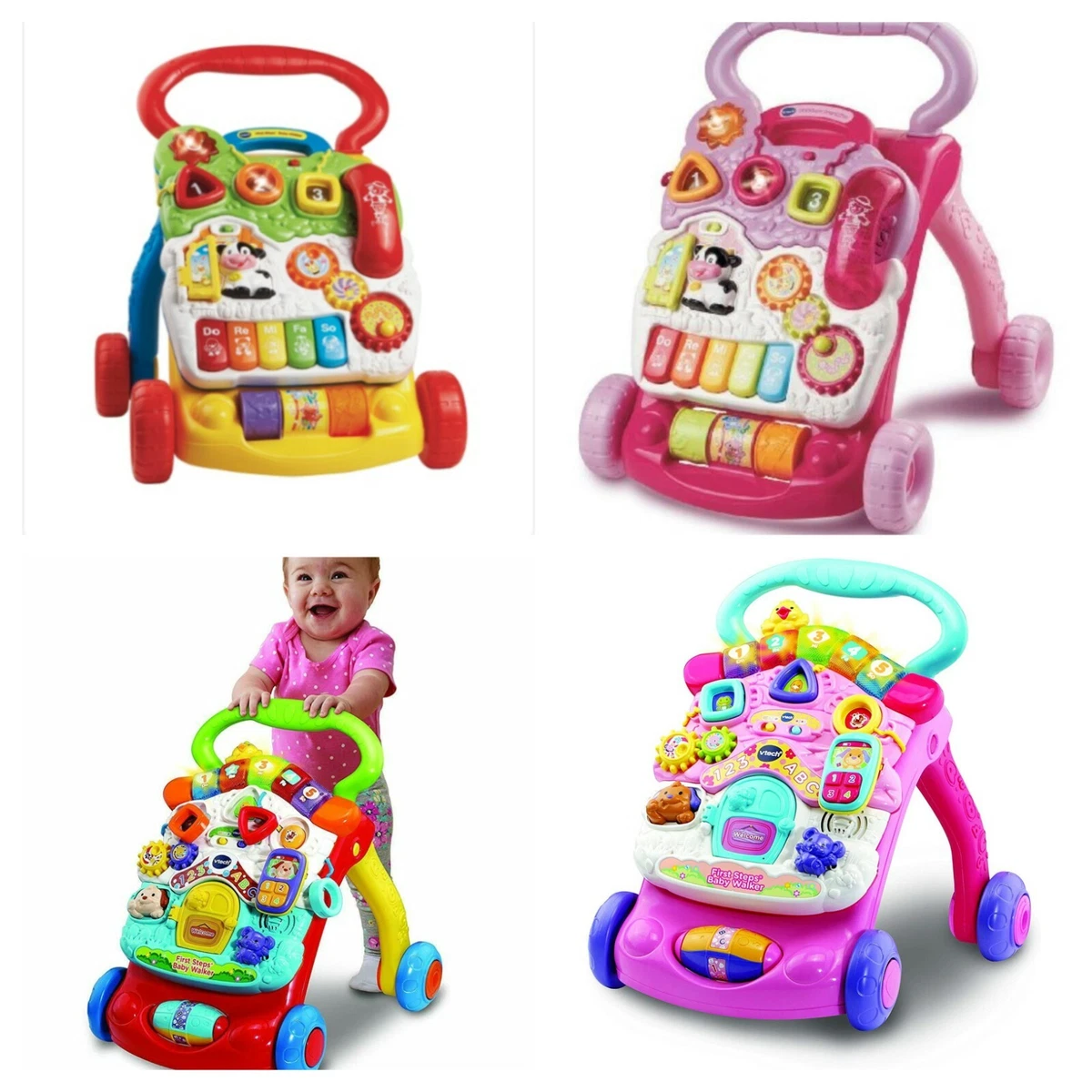 VTech First Baby Walker 2 in 1 Toy Learning Phone Music Shapes Play - 4  Designs