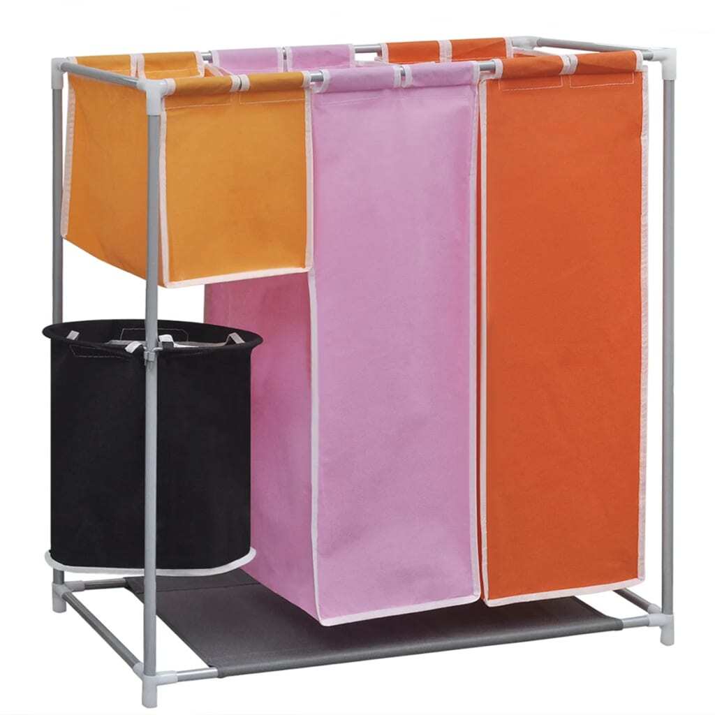 Panier à linge 3 bacs avec planche de lavage intégrée gris anthracite