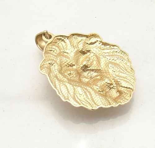 Mens Two-Tone Lion Head Charm Pendant Real Solid 10K Yellow White Gold - Picture 5 of 5