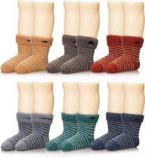 Eocom 6 Pairs Children's Winter Thick Warm Wool Socks Soft Kids 3-5T, Stripe