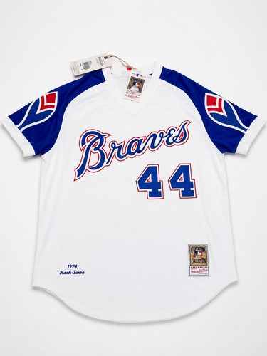 Mitchell Ness M&N Authentic Atlanta Braves Hank Aaron Jersey 44 L New