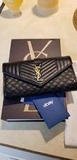 YSL MONOGRAM TRIQUILT LONG YSL FLAP WALLET IN GRAINED LEATHER EBAY AUTENTICATED