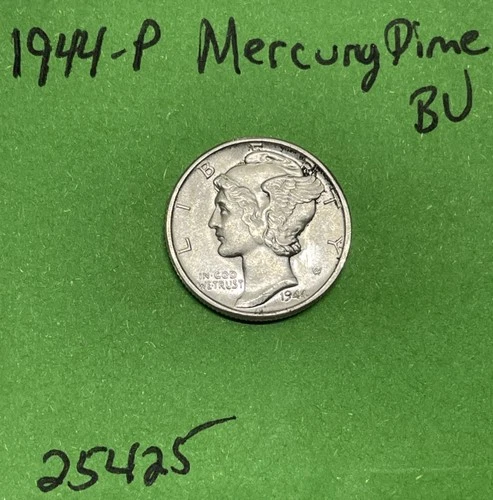 1944-P Mercury Dime 10c BU Uncirculated Coin  90% Silver