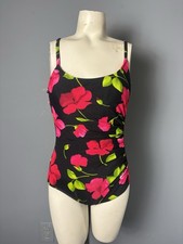 Vintage 90s Womens S COLE of CALIFORNIA One-Piece Swimsuit Colorful Floral Print