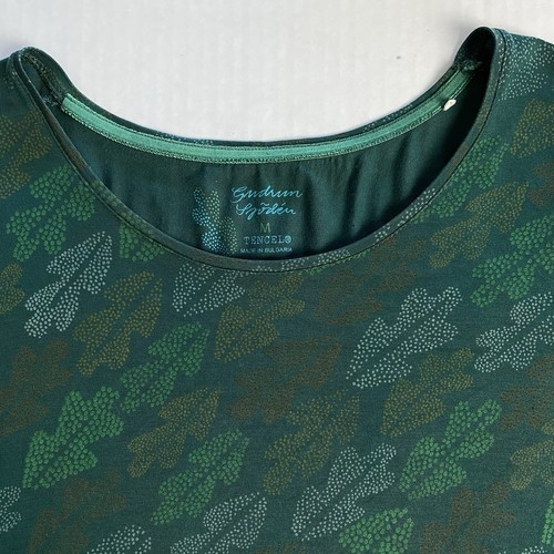 Gudrun Sjoden Long Sleeve Top Size Medium Green Leaf Leaves Print Shirt - Picture 3 of 8