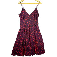 Sandra Darren Fit & Flare Dress Womens 16 Purple Floral Dark Romantic Pleated
