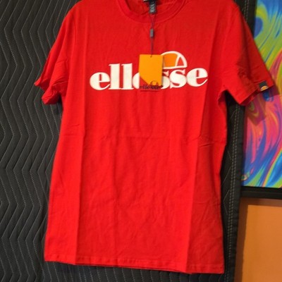 ellesse SI Prado Red Graphic Logo T-Shirt Crew Neck Short Sleeve Men s M
