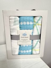 Cloud Island Set Of 3 Muslin Swaddle Blankets, 100 Cotton 47 in x 47 in