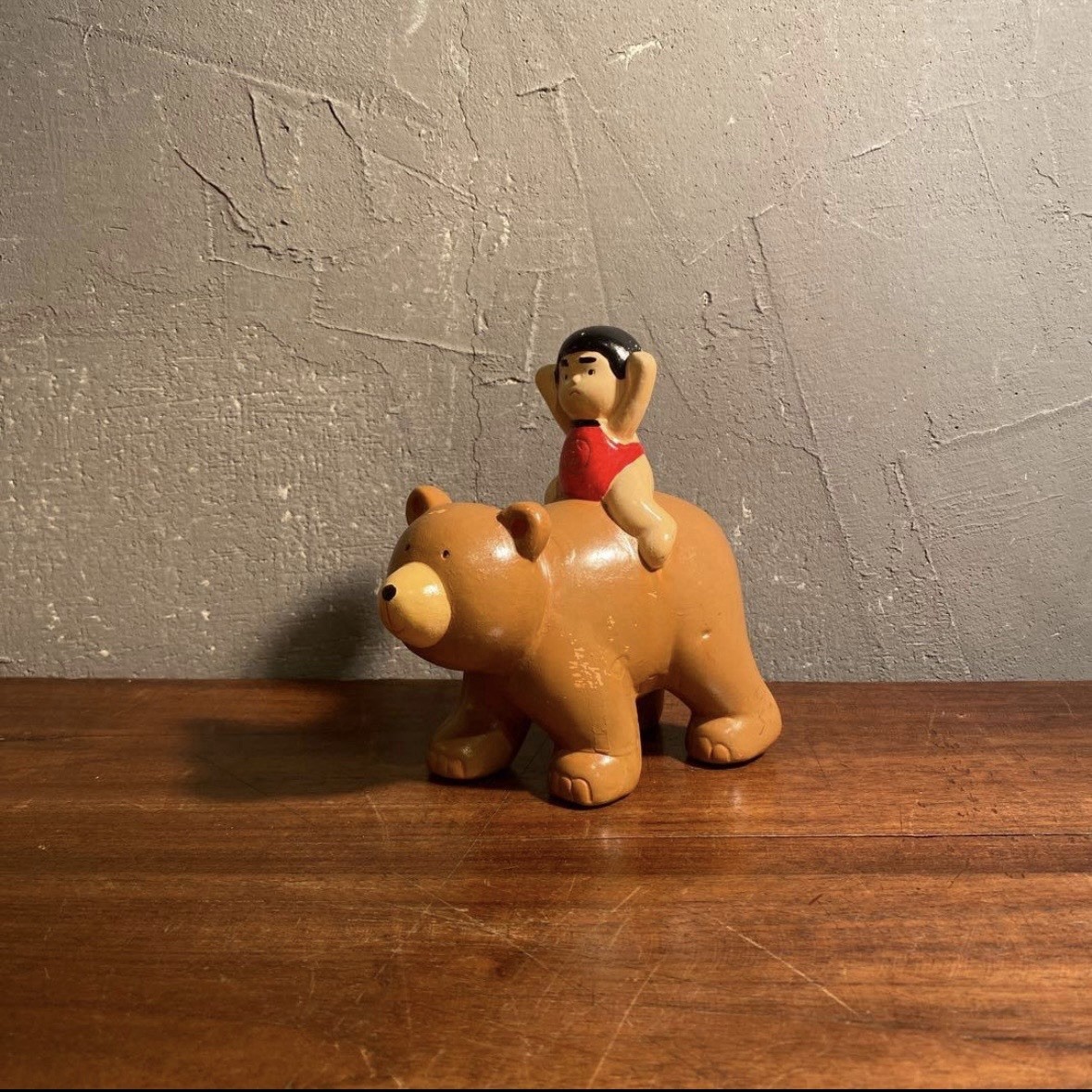 Vintage Japanese Kintaro Figure Bear Folk Art Showa Retro Collectible Doll