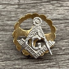 14K White Gold & Tests 970 Platinum Vintage Masonic Fraternal Screw Pin 0.51g