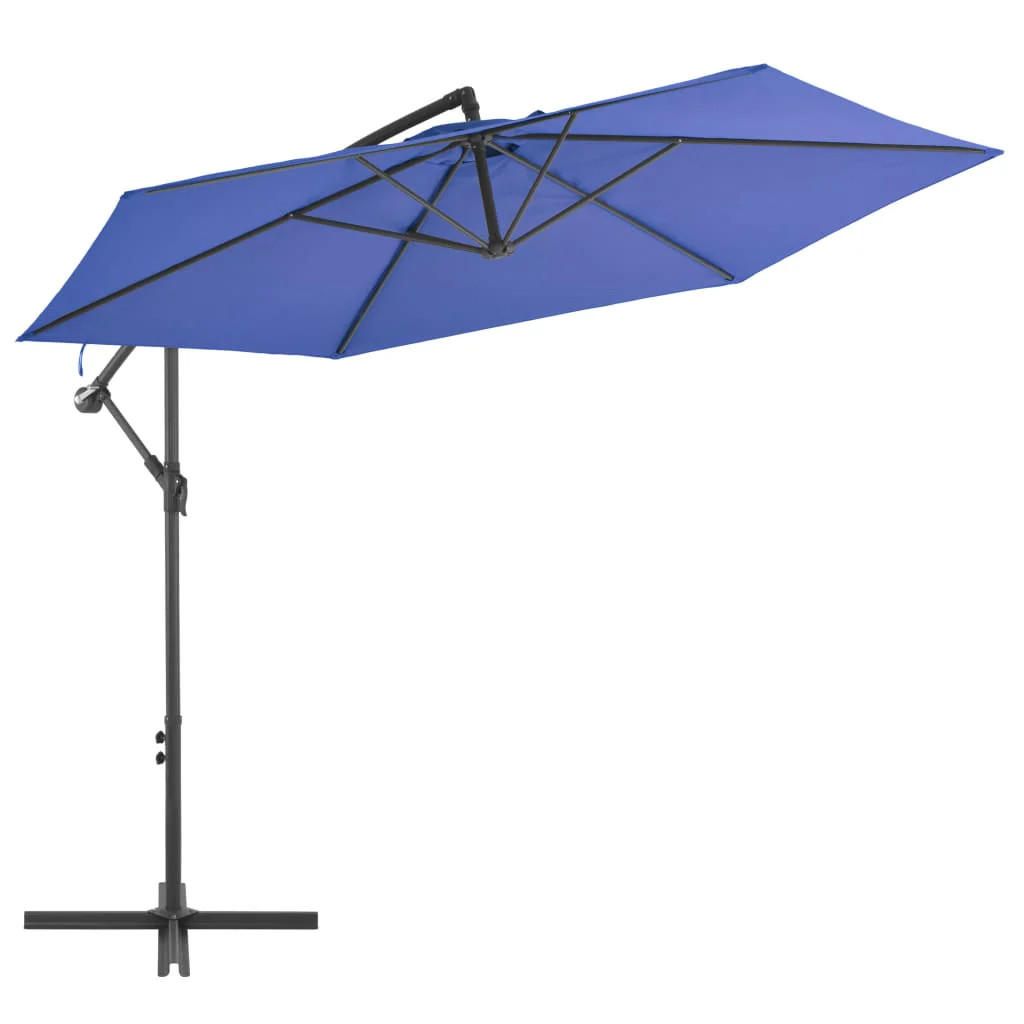 Parasol déporté mât aluminium 300 cm bleu Helloshop26