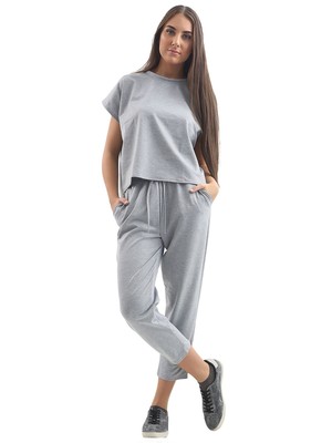 Women Short Sleeve Plain Lounge Wear Set Casual Comfy Two Piece Ladies Tracksuit