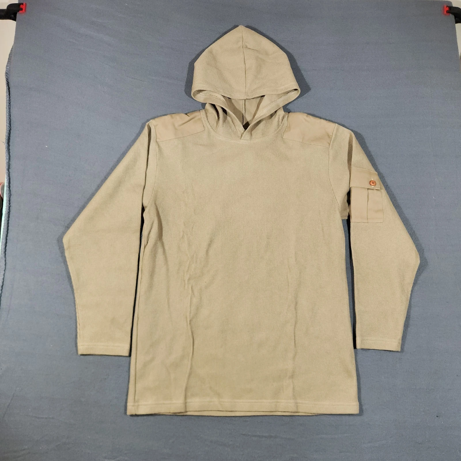 NWT Vintage Arizona Jeans Co. Mens Military Shirt Size M Beige Thermal Hoodie