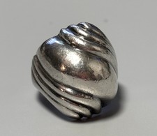 .925 Sterling Silver Vintage Puffy Ribbed Modernist Ring Sz.8.5 HEAVY 11.1g