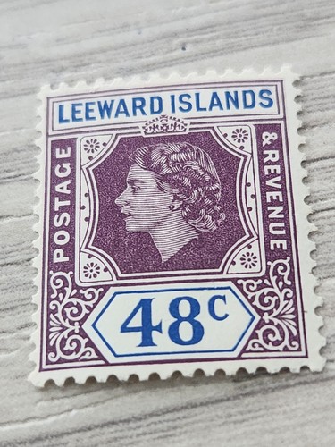 Leeward Islands 1954 QEII Scott 143 48c Rose Violet & Ultra MINT Never Hinged