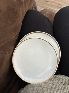 2 Vintage Noritake Salad Plate for Pan Am White Gold Trim Japan Airplane fly