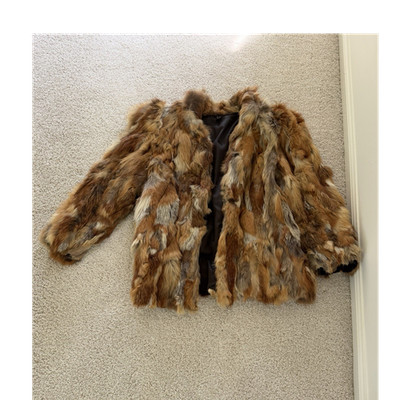 Women s Authentic Red Fox Fur Coat Short Collared Long Sleeve Size M