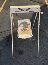 Vintage Bear Graco Swyngomatic Wind Up Crank Baby Swing Tray WORKS