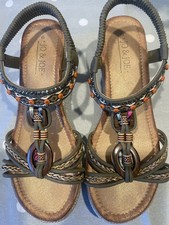 Jo & Joe Sling Back Wedge Summer Sandals Size 6 New Without Box - Khaki / Multi