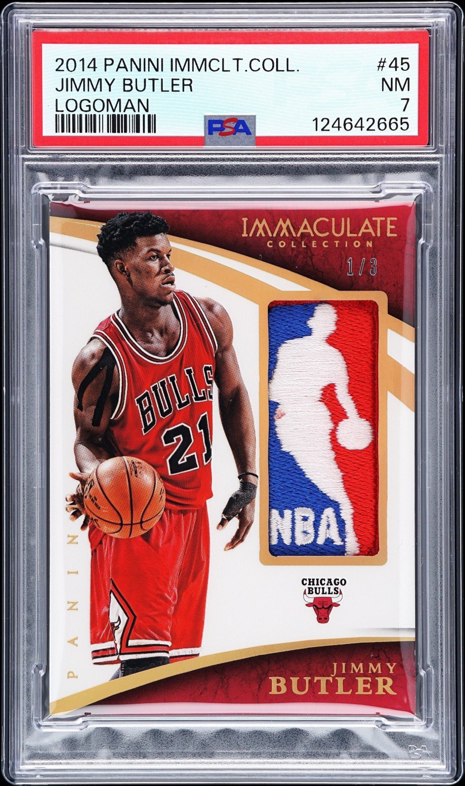 Panini Immaculate 2014-15 Jimmy Butler Chicago Bulls Logoman #45 /3 PSA 7 Pop 1