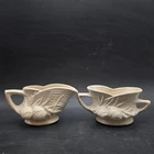 McCoy Pottery White Pine Cone Creamer Sugar Bowl Vintage Ceramic