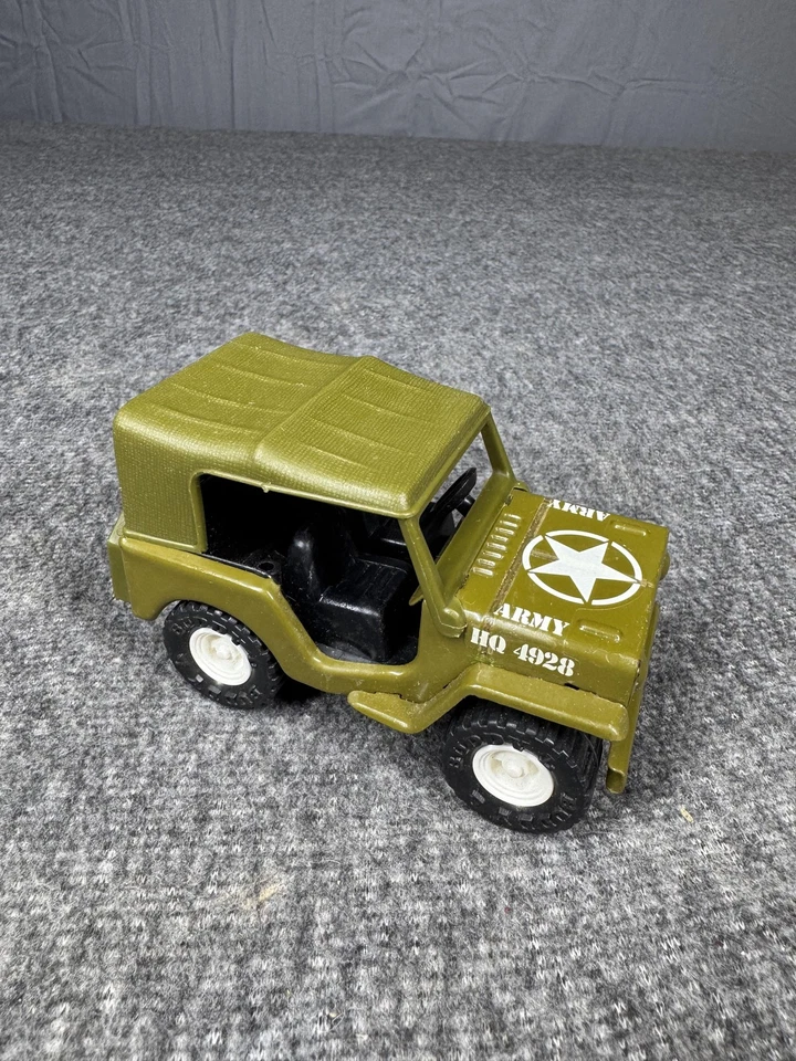 Vintage Buddy L Army Jeep Toy Car Japan Military Green Diecast HQ 4928 Vehicle - Image 3 of 4