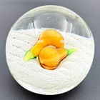 Murano Art Glass Paperweight Lampworked Fruit Pears on Parallel Latticino — photo 1