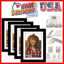 5x7 Natural Solid Wood Photo Frames - Perfect for Weddings & Graduations, 4 Pack