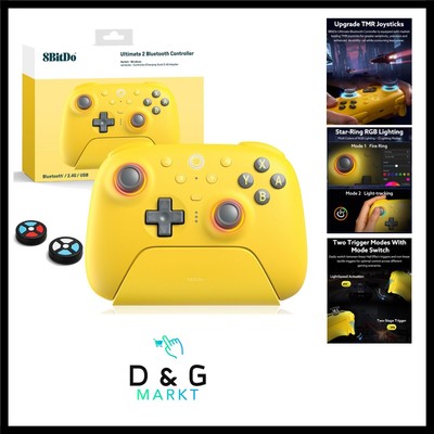 8bitdo Ultimate 2 Bluetooth Controller Für Switch 2, Switch, Windows-PC, TMR-...