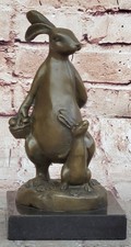 Bronzo Scultura Firmato Originale Milo Coniglio E Bambino Bambina Art
