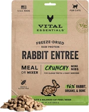 Freeze-Dried Raw Rabbit Meal or Mixer Cat Food Crunchy Nibs, 8 Oz