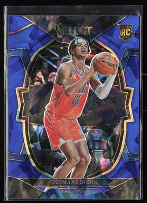 Ousmane Dieng 2022-23 Panini Select #76 Blue Cracked Ice Prizms RC Thunder