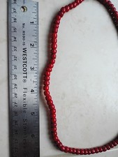 5mm Antique Venetian Cranberry Red White Heart Trade Beads Necklace LAST ONE