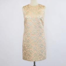 Dolce & Gabbana Peach/Gold Blend Fabric Brocade Sleeveless Dress