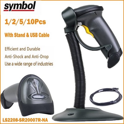 Zebra Symbol LS2208-SR20007R-NA 1D Laser Barcode Scanner w/ Stand+USB Cable LOT
