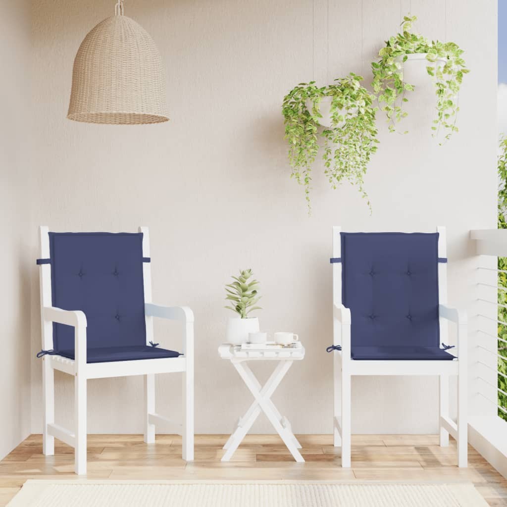 vidaXL Cuscini Sedia Schienale Basso 2 pz Blu Marino - Comfort Esterno