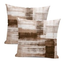 White Pillow Covers 18x18 Inch Set of 18" x 18" Pack of 2 Brown Beige